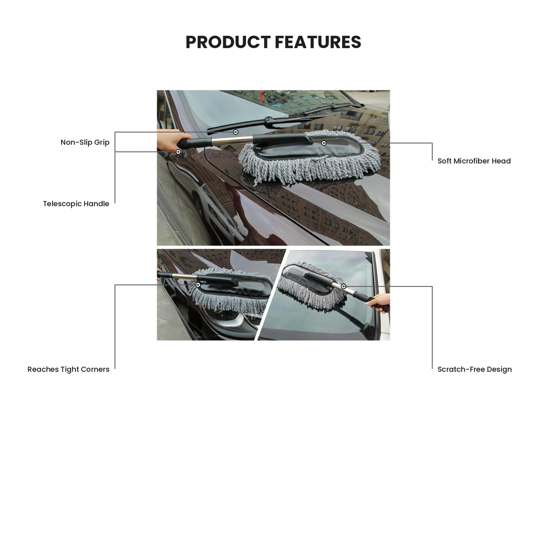 Telescopic Microfiber Car Duster – Scratch-Free, No Water Needed